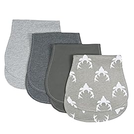 Arnzion Baby Burp Cloths Baby Burp Set Curved Absorbent and Soft Valuable 4 Pack Double Layers (Grey Hue Deer)