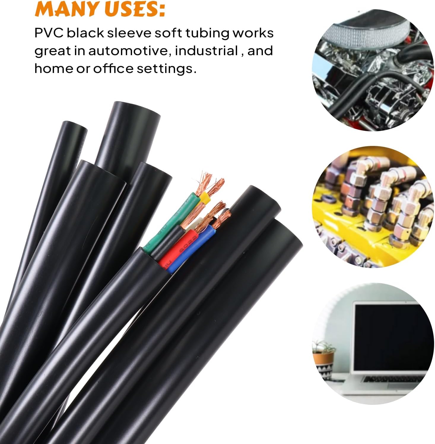 Black Wire Harness Tubing, Car Unshrinkable Insulation Cord Sleeve for Wire Shielding Sheathing Organizer/Protection/Covering (1/2''(13MM) - 10FT(120INCH))