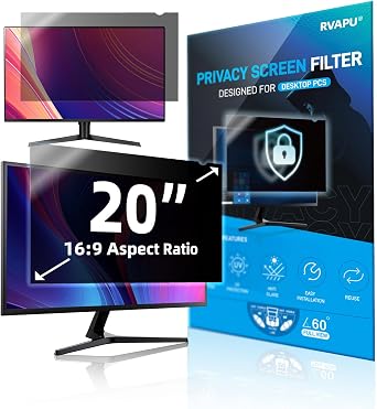 20 Inch Computer Privacy Screen Filter for 169 Widescreen Monitor Removable Anti Scratch Eye Protection Anti Glare Blue Light Screen Protector Film 20 inch 169