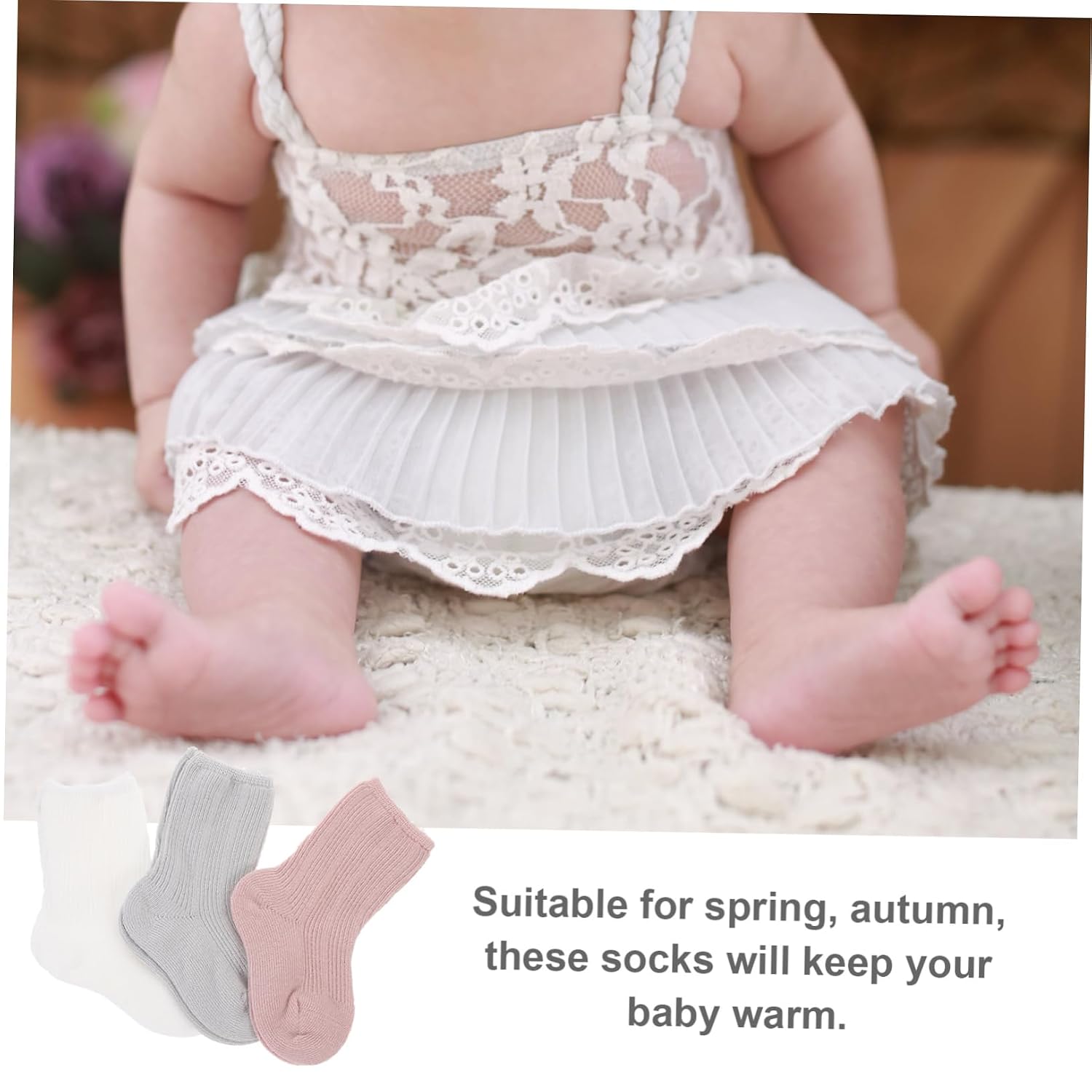 3pairs Warm Newborn Socks for Boy Girl Socks s Breathable Mid Tube Design for for Months