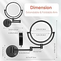 Vista 7 de GURUN Espejo de maquillaje con aumento de 8.5 pulgadas con 3 luces LED regulables, espejo de tocador de doble cara con control táctil para baño