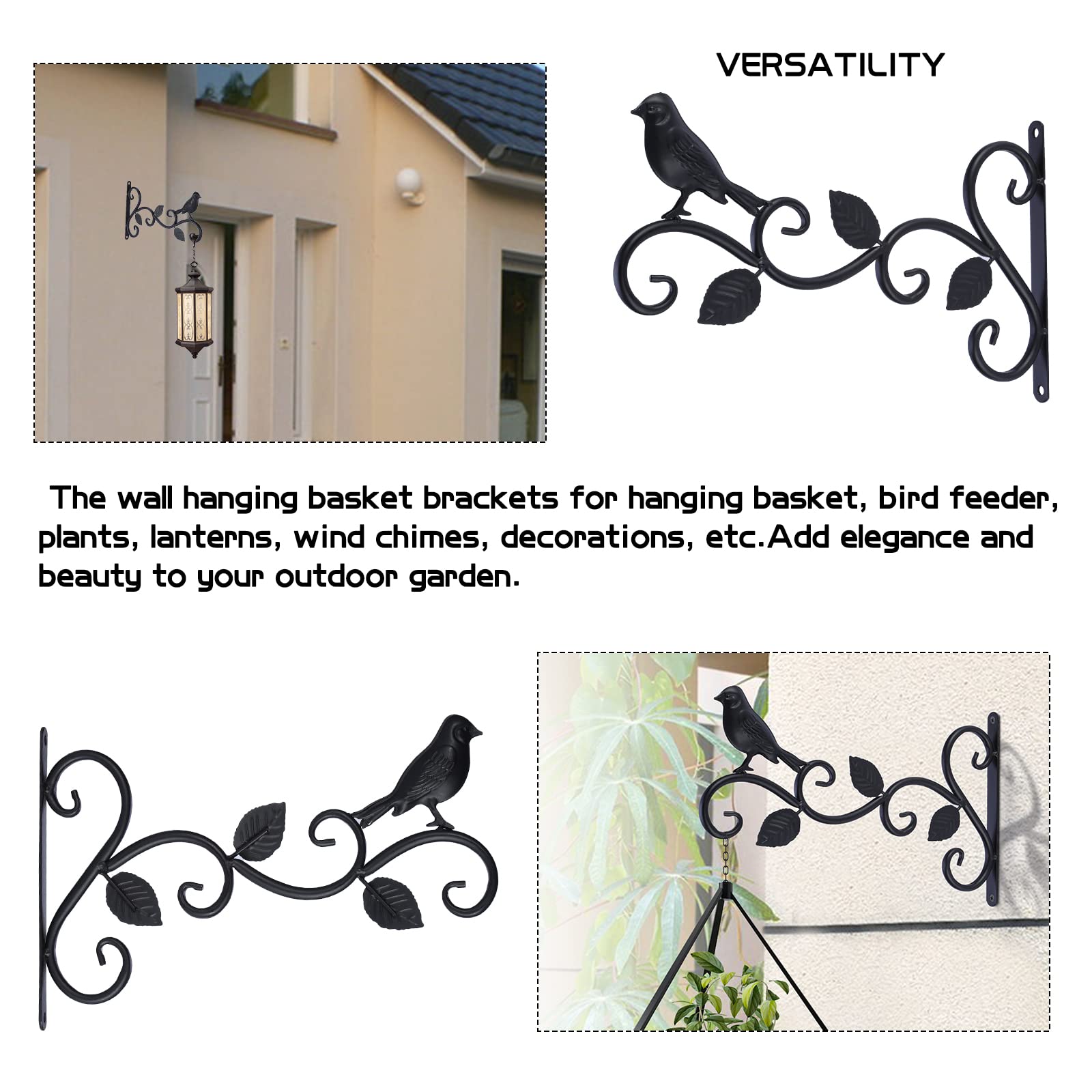 Crochets Muraux STLOVe® - Lot De 2 - Support Mangeoire Oiseaux Et Plantes Suspendues - 30cm - Style Rétro