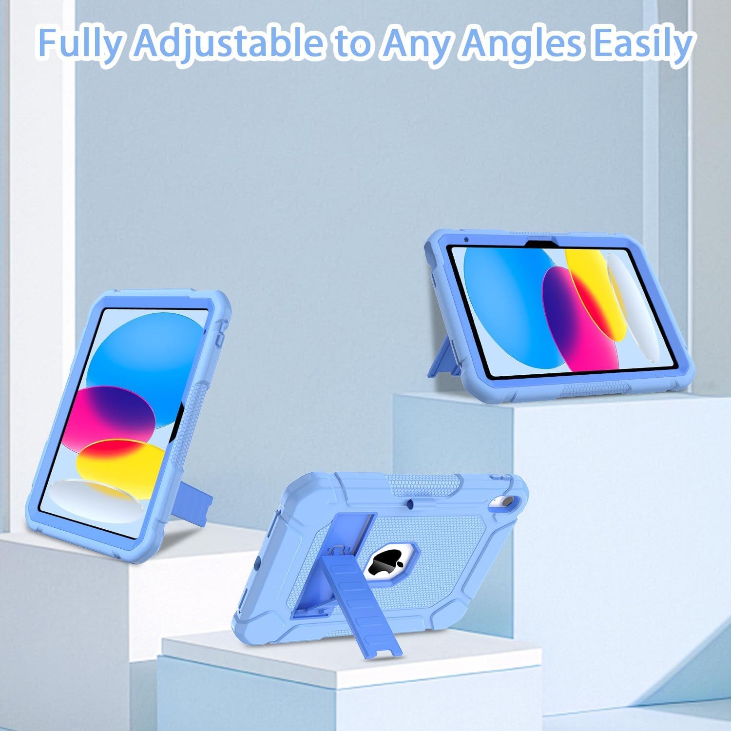 BMOUO Case for iPad (A16) 11th Generation 11 Inch 2025/iPad 10th Generation 10.9" 2022 - With Kickstand & Pencil Holder, Heavy Duty Shockproof Protective iPad Case, Blue