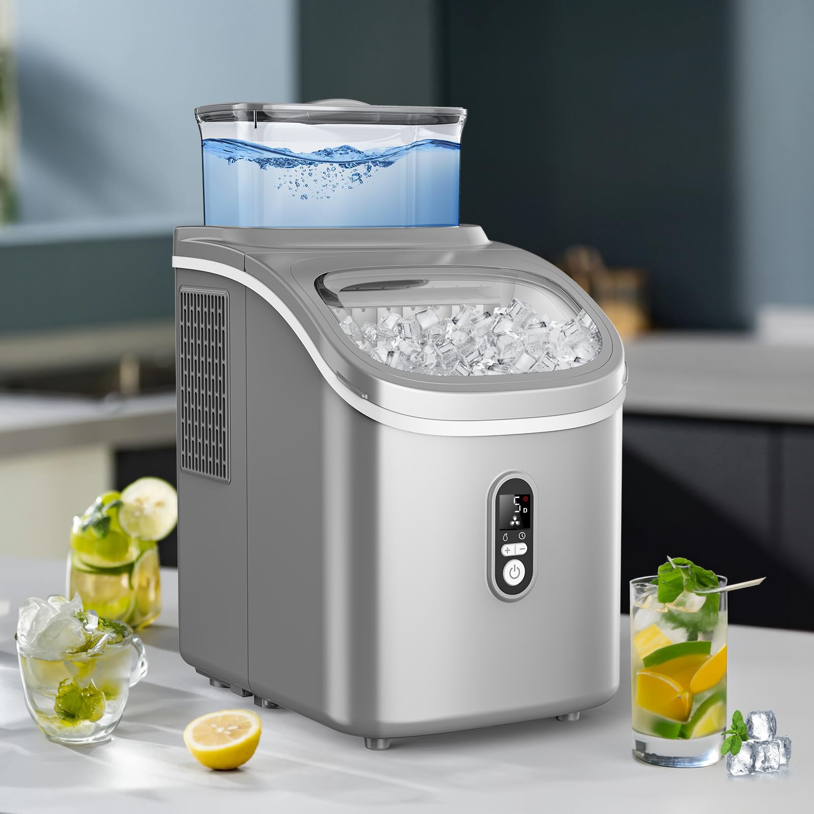 Cowsar Ice Makers Countertop, Portable Ice Maker Machine With Self-Cleaning, 26.5lbs/24hrs, 6 Mins/9 Pcs Bullet Ice, Ice Scoop And Basket, Handheld Ice Maker For Kitchen/Home/Office/Party on Fridge.com - View 3