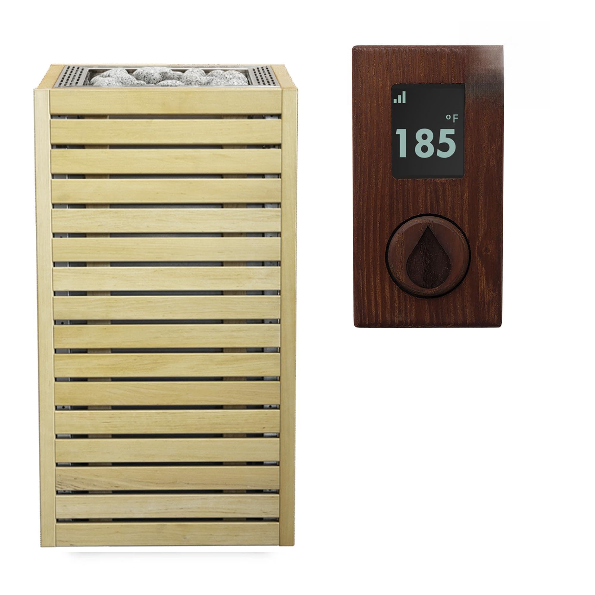 HUUM CORE6 6.5KW Series, Sauna Heater, Customizable Exterior with Control (Sauna Stones Included) (6.5kW Alder Wood - Stainless Steel Inlay, UKU WiFi - Black)