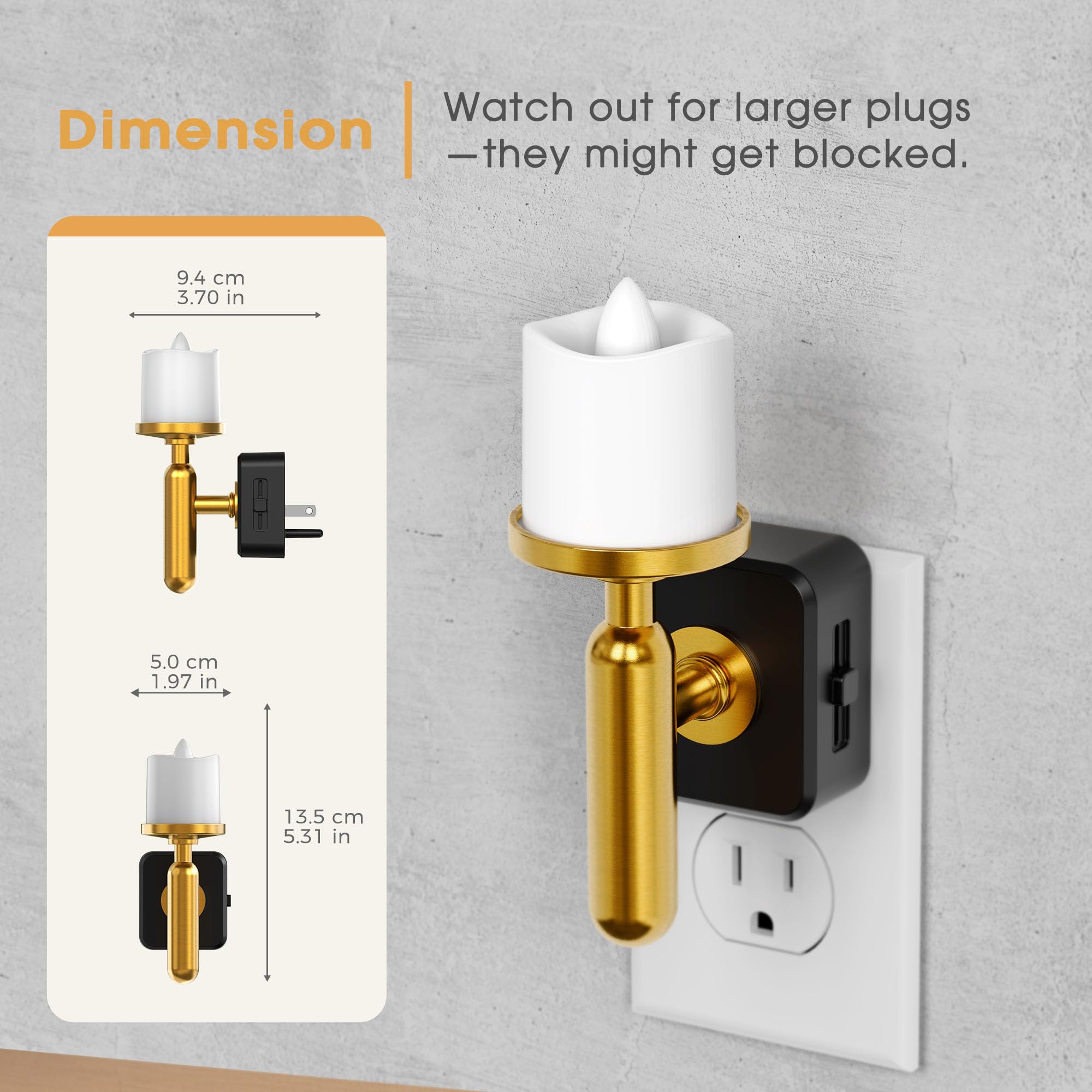 Briignite Luz nocturna sin llama, luces nocturnas enchufables en la pared, luz nocturna LED con sensor de luz, luz nocturna regulable de 0 a 100 lúmenes, luz nocturna blanca suave de 3000 K para baño