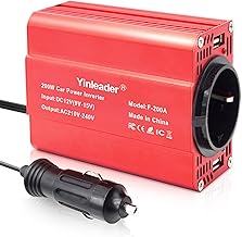 Yinleader 200W Car Inverter 12 V to 220 V with 2 USB Ports, Power Inverter for Charging Phone Tablet – Car/Camper/Boat