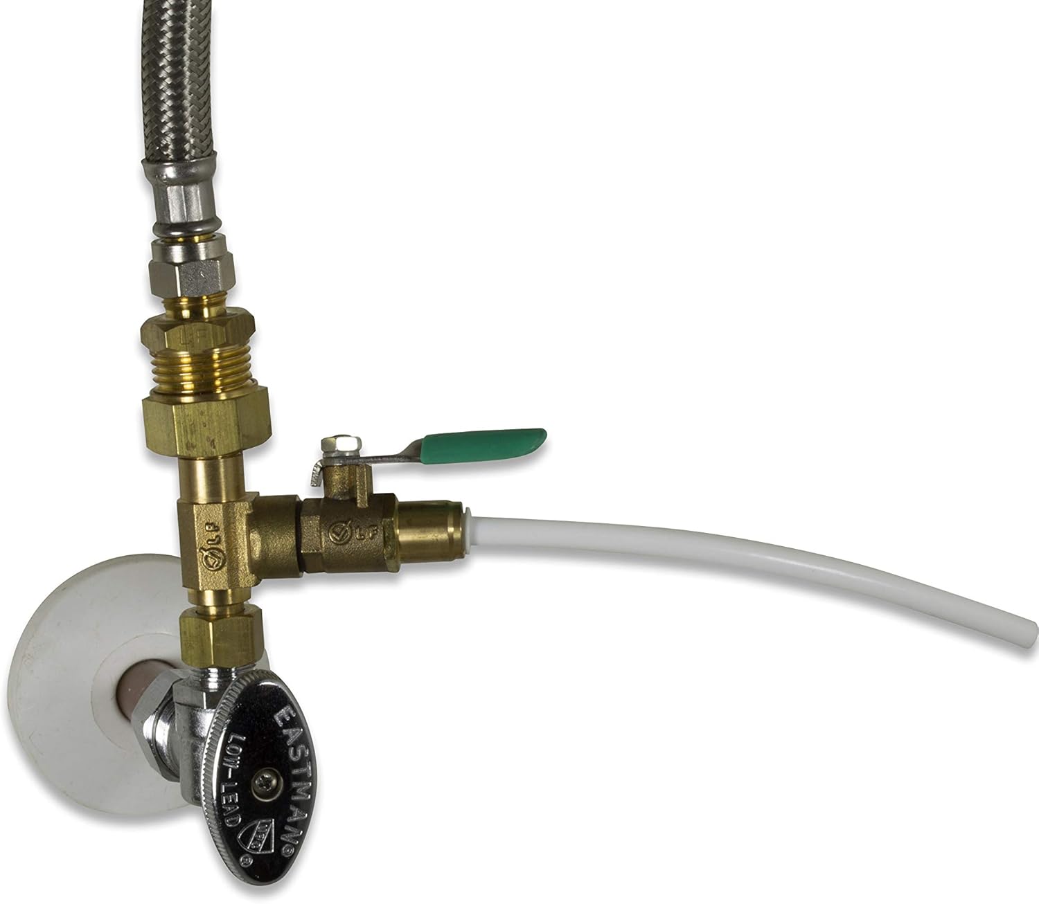 Metpure Heavy Duty EZ RO Reverse Osmosis RO Filtration Ice Maker Refrigerator Universal Feed Water Supply Adapter With 1/4" Quick Connect Ball Valve Solid Brass