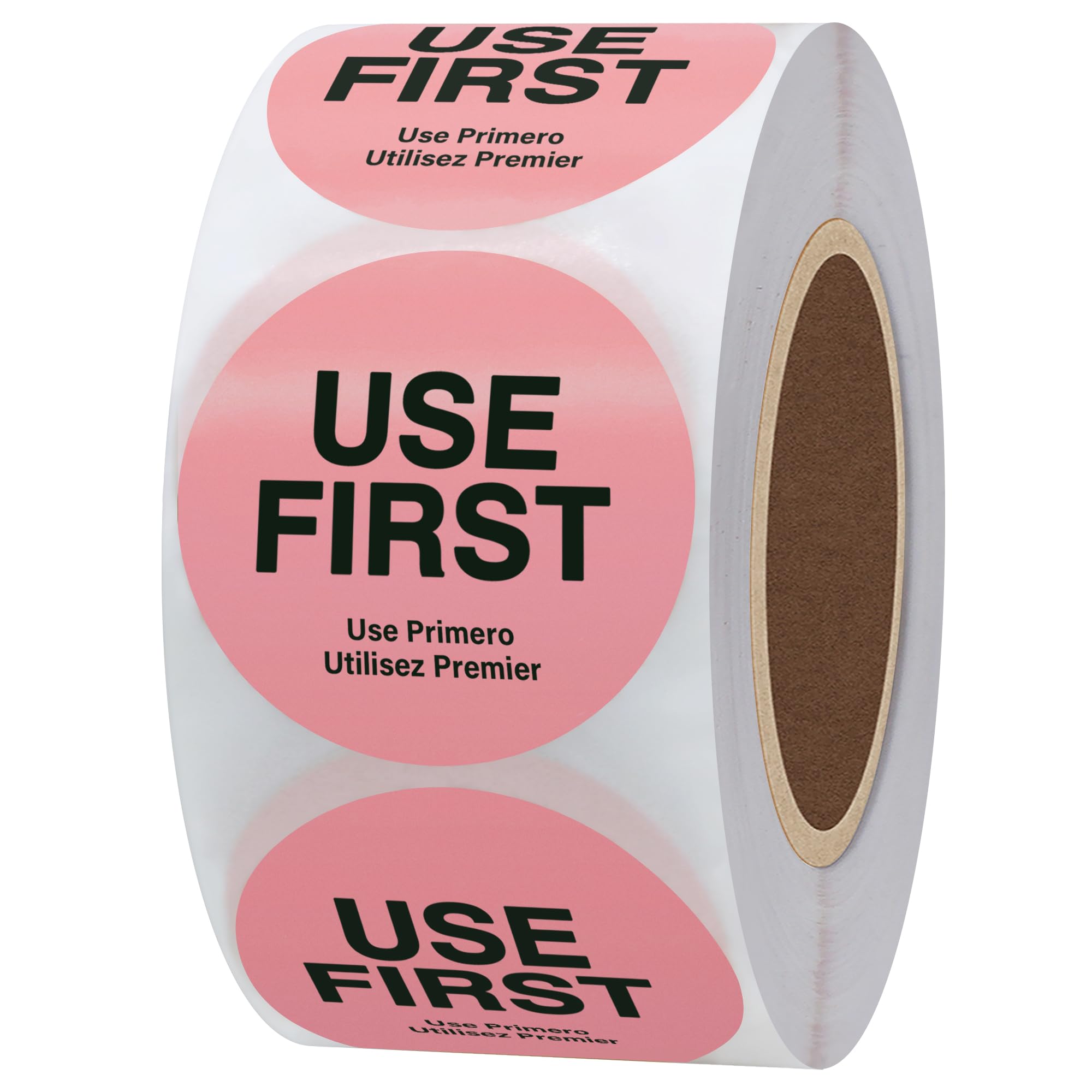 Hylabelest USE First Trilingual Removable Label 1.5 Inch Total 500 Labels Per Roll (1, Pink, 38mm)