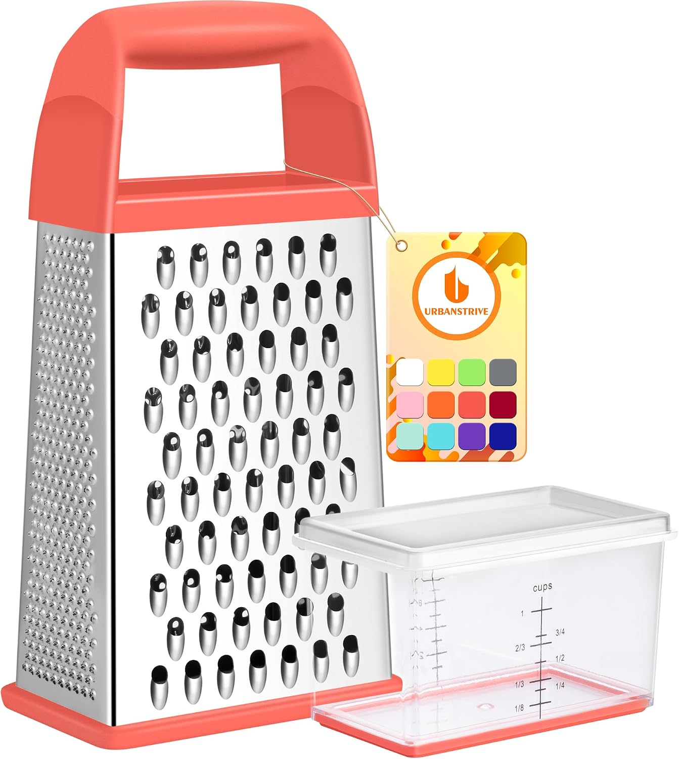 Cheese Grater With Container Box Grater Stainless Steel Kitchen Coral