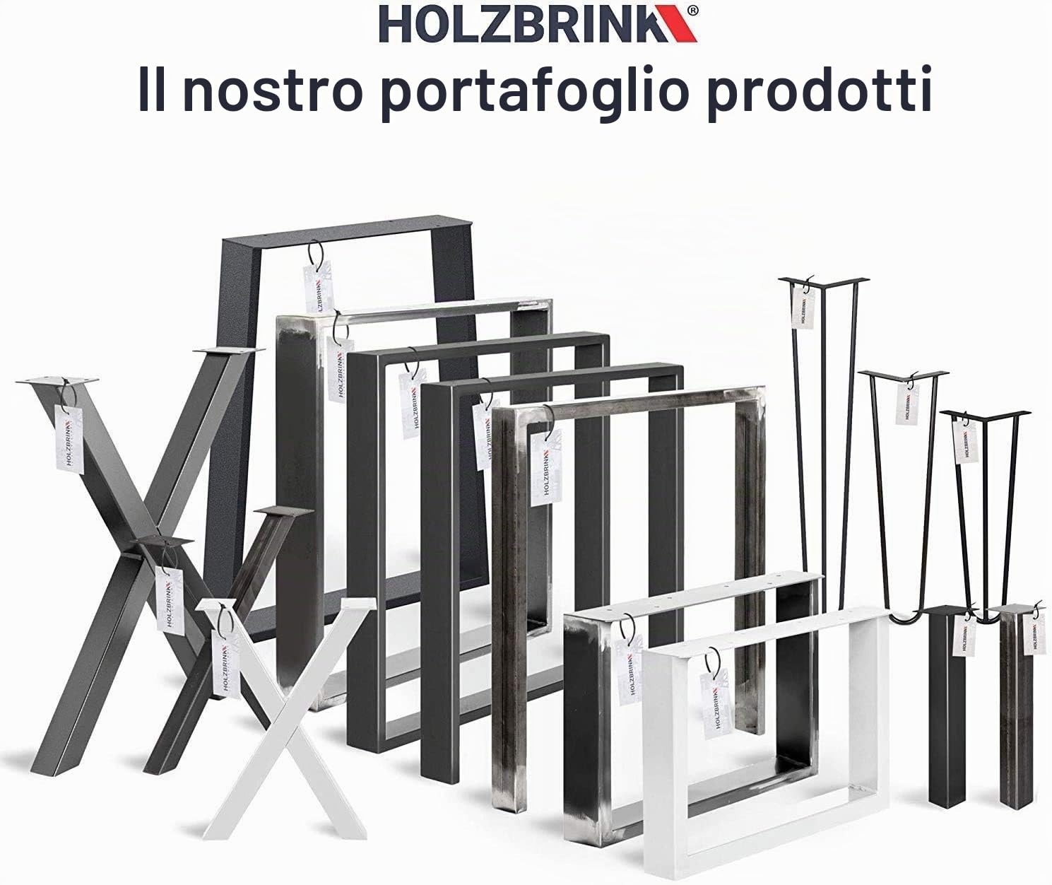 HOLZBRINK Una Gamba da tavolo quadrata con profilo 40x40 mm, Altezza: 90 cm, Nero Intenso, 4 pz., HLT-14A-F-90-9005