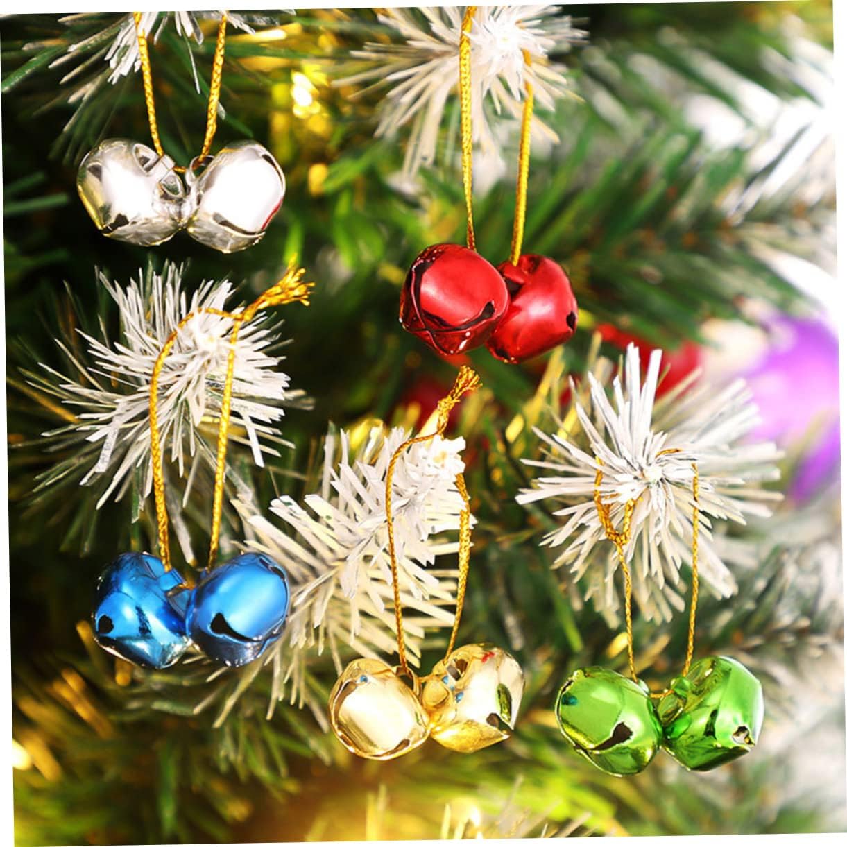 60pcs Gold Decorative Xmas Bells for Craft Projects DIY Christmas Ornaments Multi-Function Bell Accessories for Weddings Home Decor and Holiday Celebrations