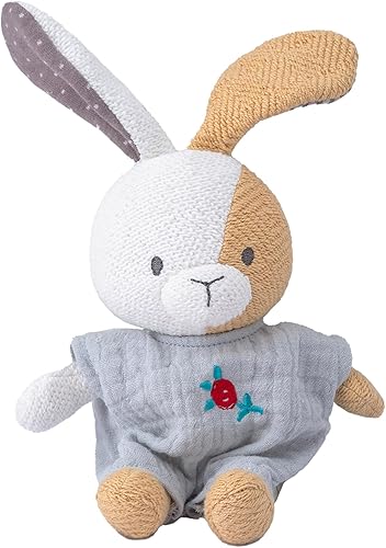 Peluche de Conejo de Algodón Orgánico Juguetes de Peluche para Bebés, Peluche de Conejo de 5.5" Juguete Suave y Tierno Mini Juguete de Conejo para