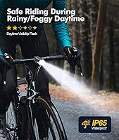 Vista 5 de High Lumen Super Bright Bike Lights for Night Riding, Adjustable Modes Bicycle Lights Front and Rear, Rechargeable & IP65 Waterproof Bike Headlight