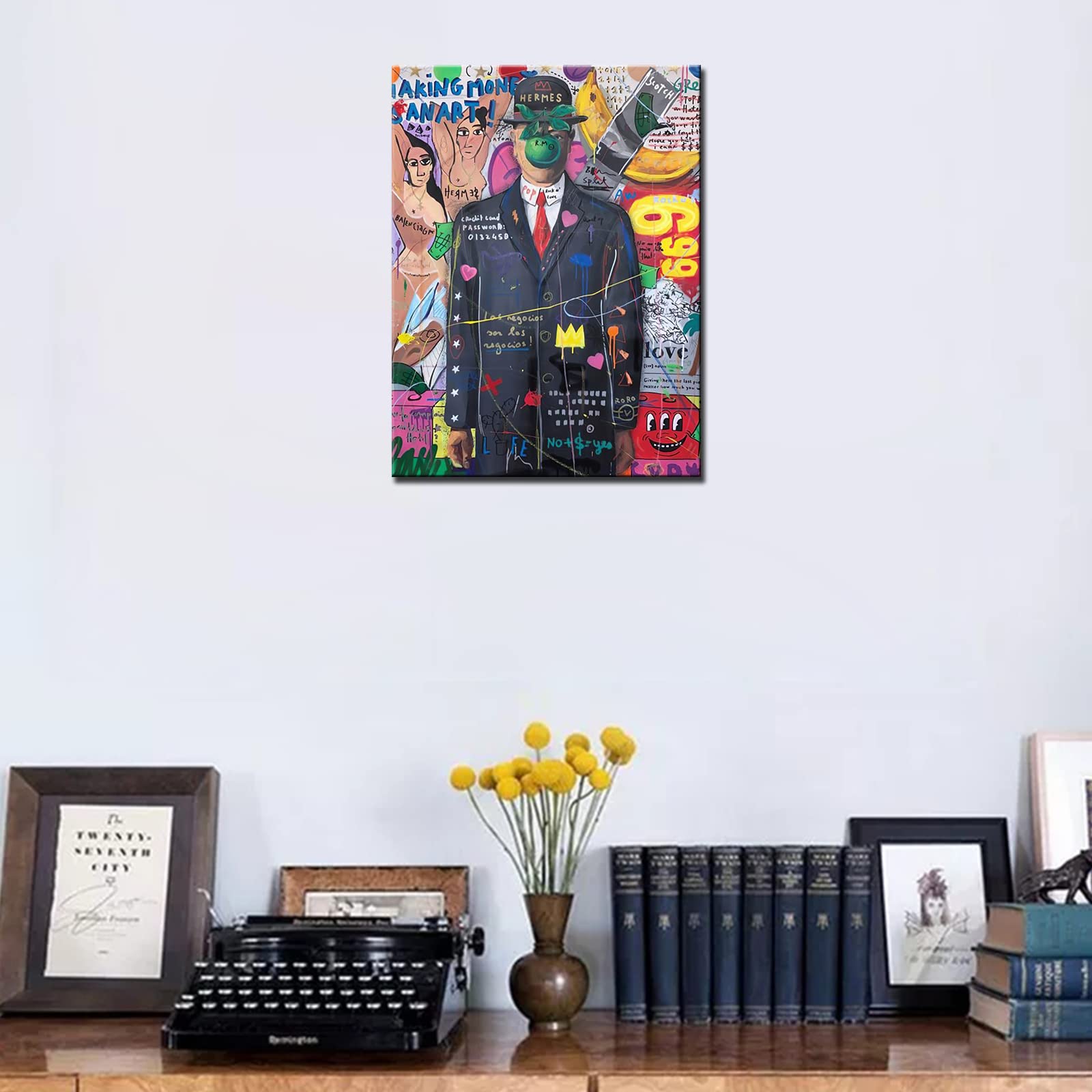 Room Wall Creative Pictures Graffiti Street Paintings 1 Piece Canvas Inspirational Pop Art Colorful Modern Artwork Home Decor for Living Room Framed Gallery-wrapped Ready to Hang 12x16inch - Image 4
