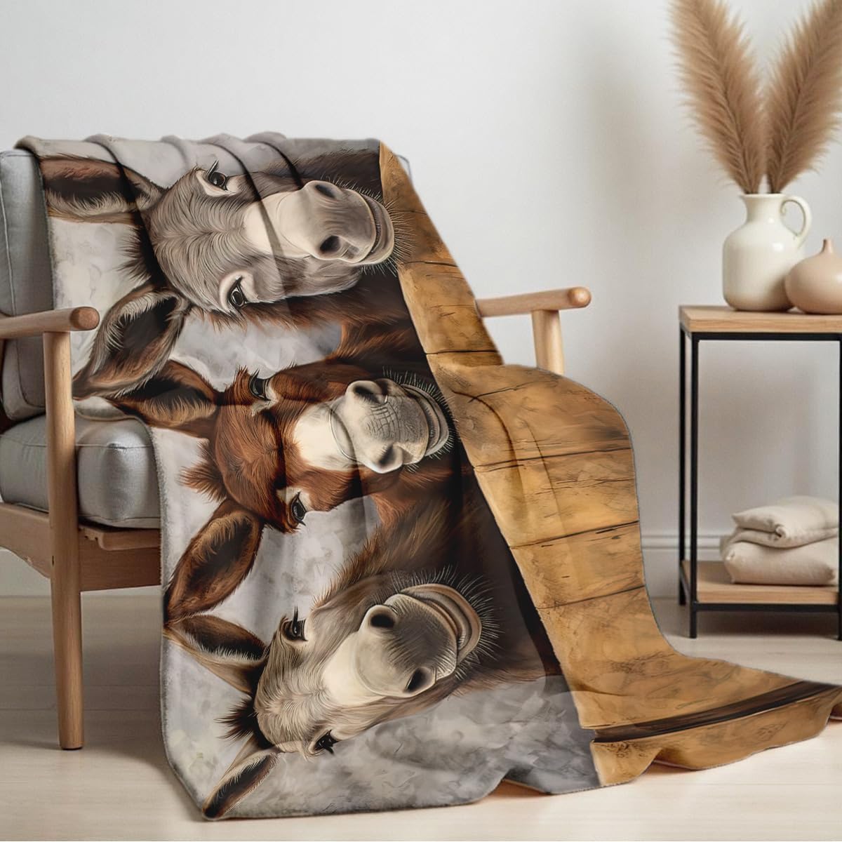 Donkey Print Flannel Blanket Donkey Blanket Throw Funny Animal Bedding Couch Home Living Room Decor Gifts (49"x59") - Image 3