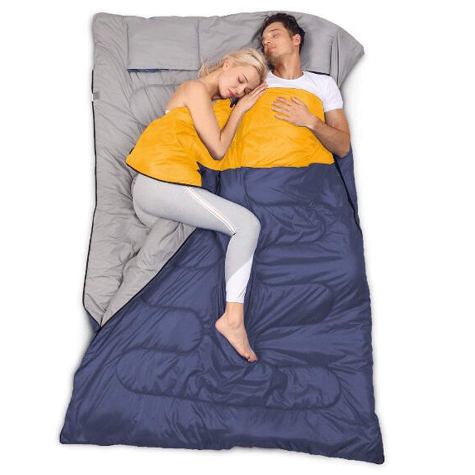 LYLY Doppelte Erwachsene Schlafsack wasserdichte Leichte Hülle Schlafsäcke für Innenraum Camping Wanderung im Freien Warm (Color : Navy orange, Größe : 3.6kg) Sport & Freizeit