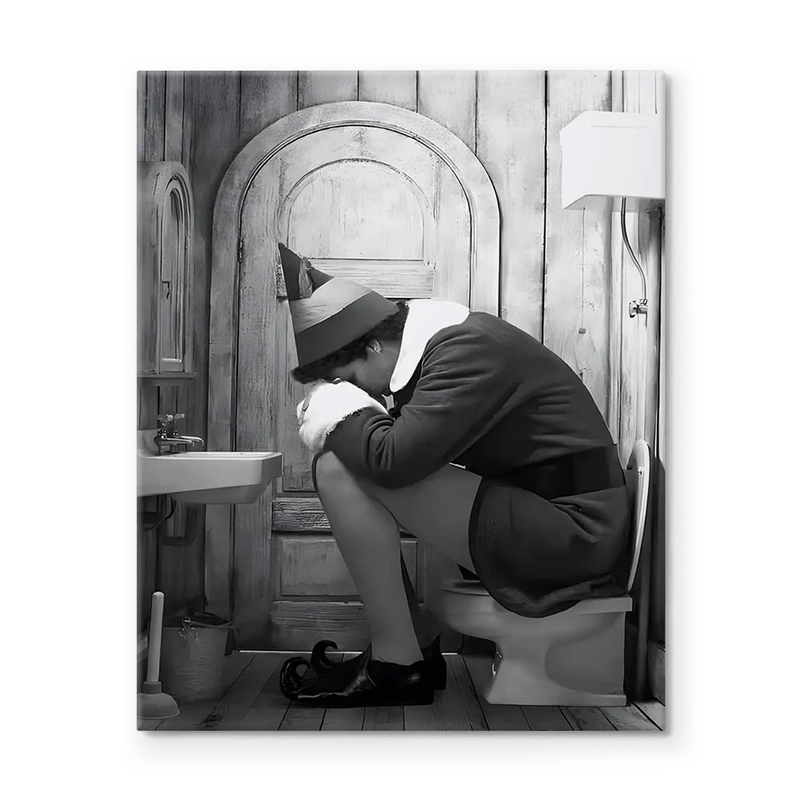 VYPEROCK Divertente tela incorniciata da parete, decorazione da parete per bagno, film commedia e elfo, poster per bagno, pittura a olio moderna per soggiorno, dormitorio, decorazione per la casa,