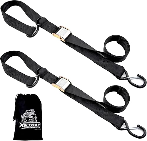 XSTRAP STANDARD Correas de amarre para motocicleta (paquete de 2) resistencia a la rotura de 3,000 libras, juego de amarre Cambuckle de 8 pies con