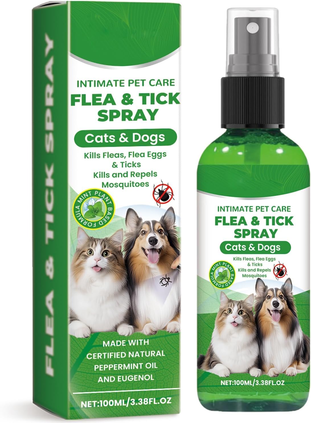 Flea and Tick Spray for Dogs, Flea and Tick Prevention for Dogs Cats, Flea Spray for Home Repel Fleas, Ticks, Mosquitoes, Mites, Ants