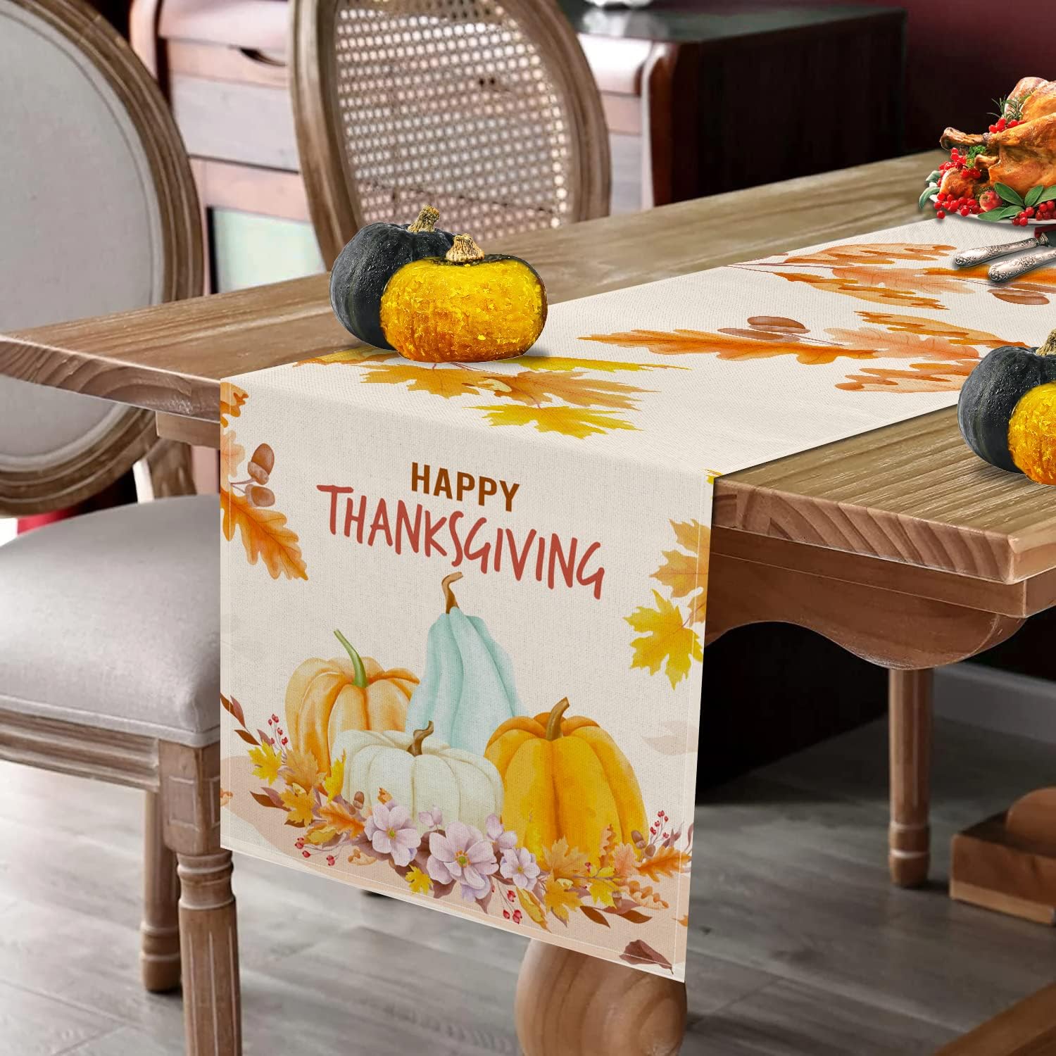 Siilues Thanksgiving Table Runner, Thanksgiving Runner for Table Thanksgiving Decorations Pink Thanksgiving Table Decorations for Indoor Outdoor Thanksgiving Party Dining Table Decor (13" x 90") : Home & Kitchen