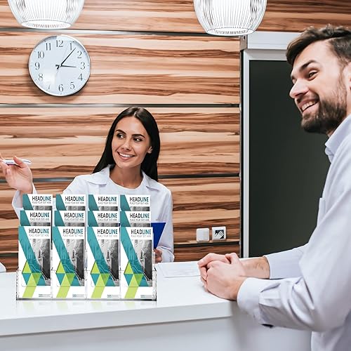 Miniatura 3 de Kigley Soporte acrílico para folletos, soporte para folletos, 3 niveles, 12 bolsillos, para tarjetas de felicitación, soporte transparente para