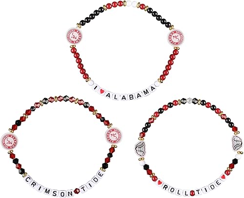 Miniatura 3 de FOCO Paquete de 3 pulseras de la amistad con cuentas con logotipo de equipo universitario de la NCAA unisex para adultos de la NCAA