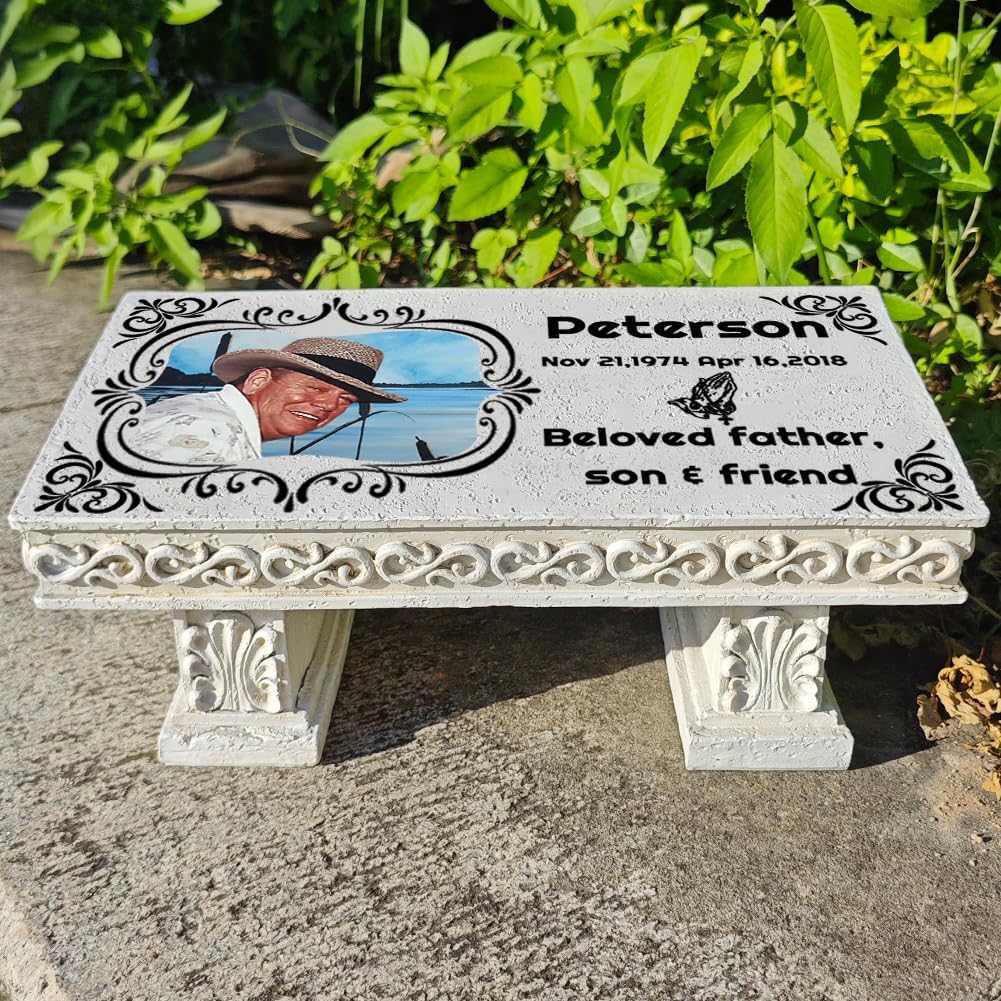 Personalized Human Memorial Stones, Memorial Bench Garden Stone, Headstones for Graves, Bench Memorial Plaques for Outdoors, Grave Markers for Cemetery for Humans or Pet, Commemorative Plaques (K)