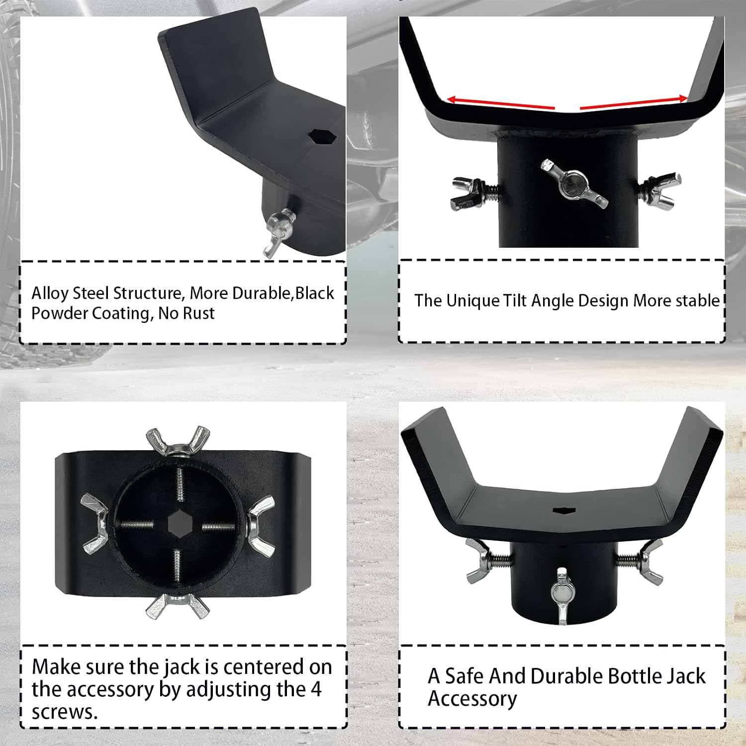 Enprotty Bottle Jack Adapter – Widely Applicable Steel Lifting Saddle for 3 Inch and 4 Inch Round & Square Axle Tube, Bottle Jack Accessories – Fits 1.65 Inch or Smaller Diameter Accessories