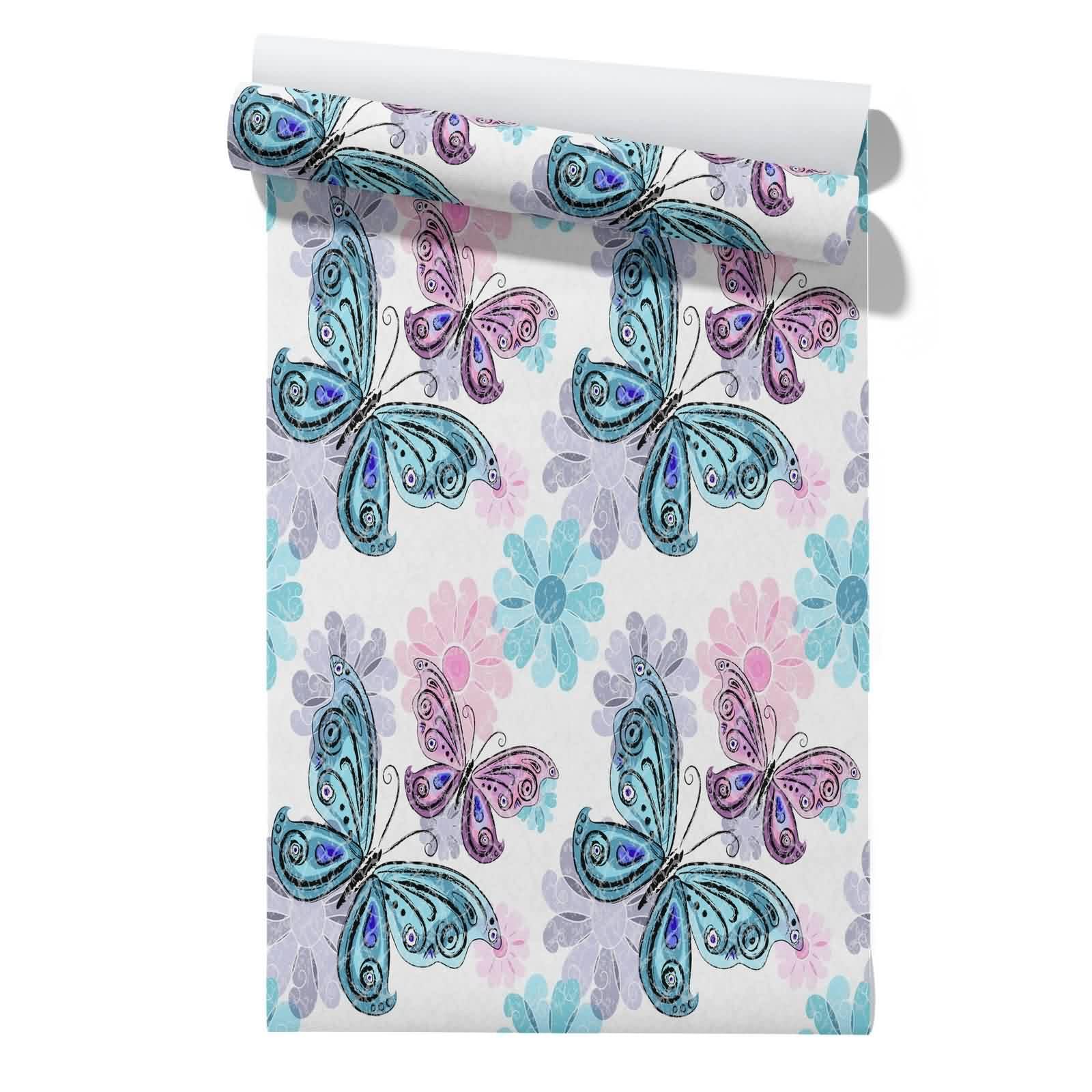 CEVAN Dark Wallpaper Roll Drawer Liner Butterfly Cute Cartoon Peel and Stick Mirror Waterproof for Bathrooms Easy Clean Waterproof Wallpaper 45x300cm