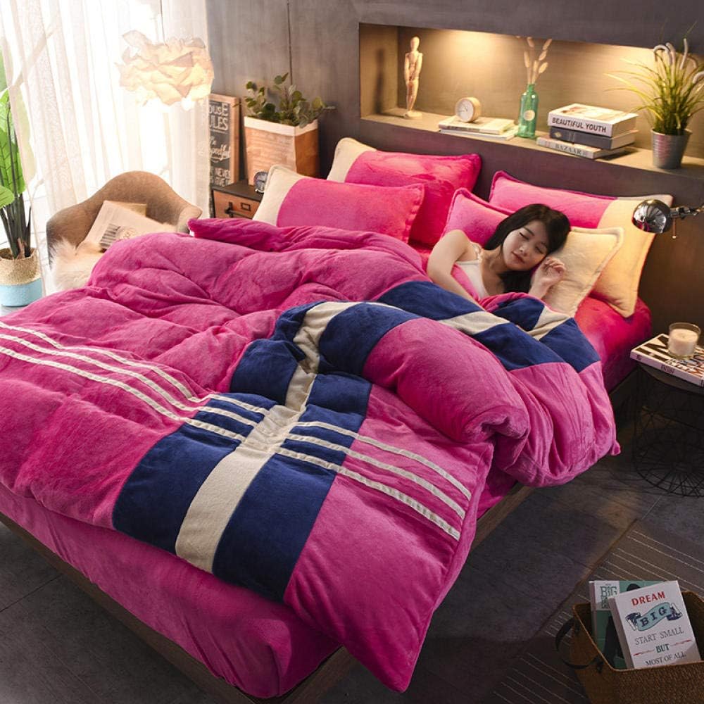 4 Piece Bedding Set,2020 Matching Sports Wind Warm Flannel Four-Piece Suit-Beautiful Woman_220230