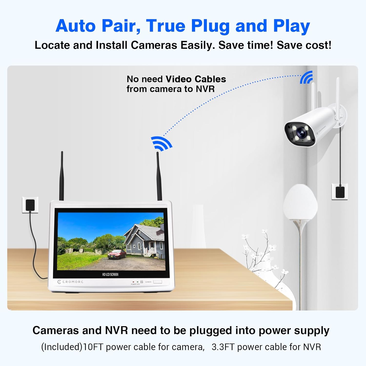 Expandable 16CH NVR Wireless Security Camera System with 12.5" Monitor, 4PCS 5MP Surveillance Camera Human Detection, Spotlight, Siren Alarm, 2-Way Audio, Night Vision, 3TB HDD