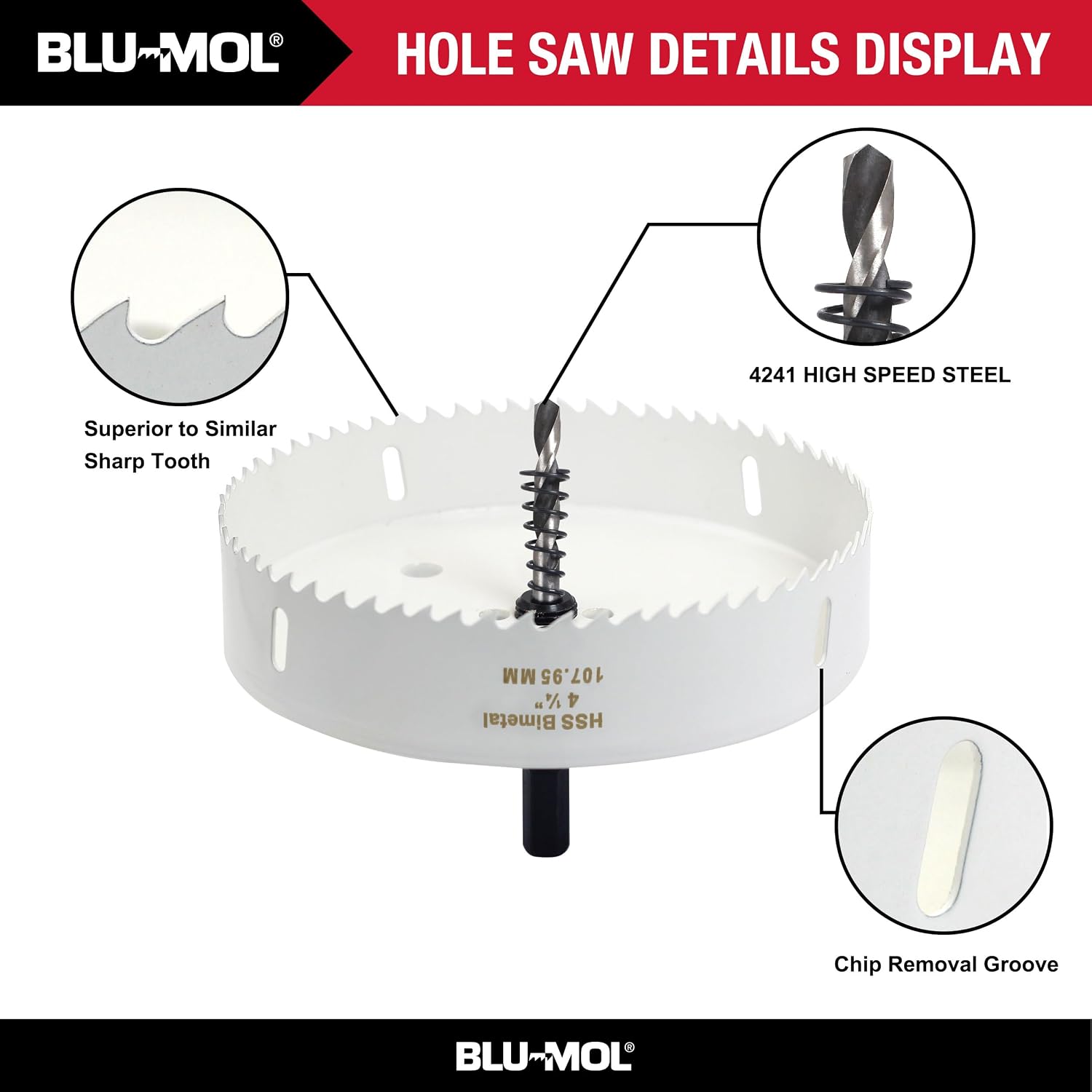 Disston 4 1/4” Bi-Metal Recessed Light kit with Blu-MOL Flexible Dust Bowl. Used to Place Recessed Light and new LED Recessed Lights image 3