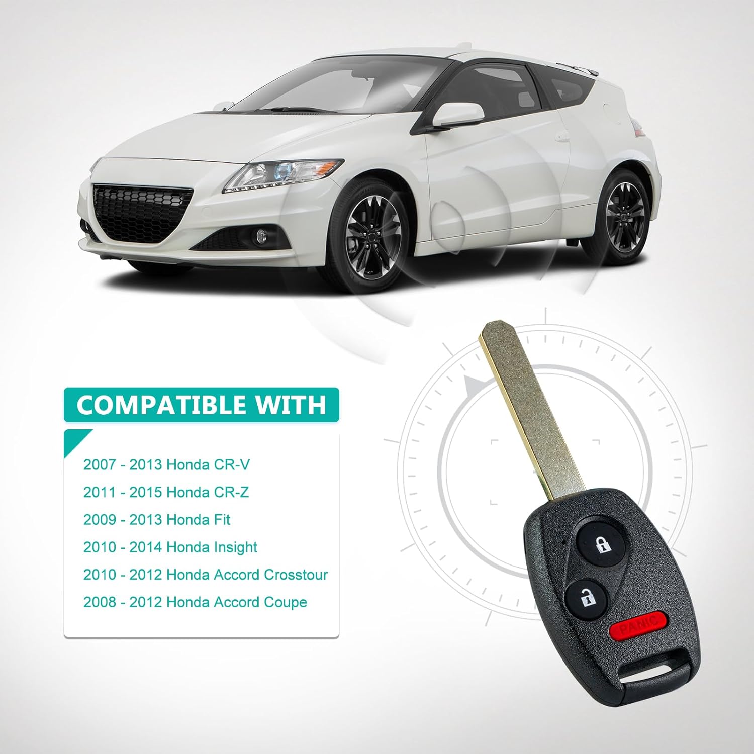 New Replacement for 2009 2010 2011 2012 2013 Honda FIT Remote Car Key Fob 3 Button FCC ID: MLBHLIK-1T,by AUTOKEYMAX (Pair)
