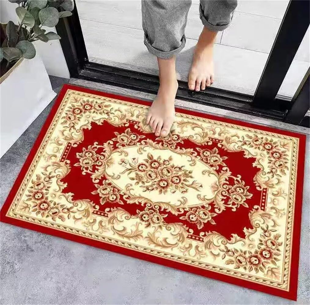 Tapis pas chers tapis chambre fille ado lavable à fleurs rouge 160x210