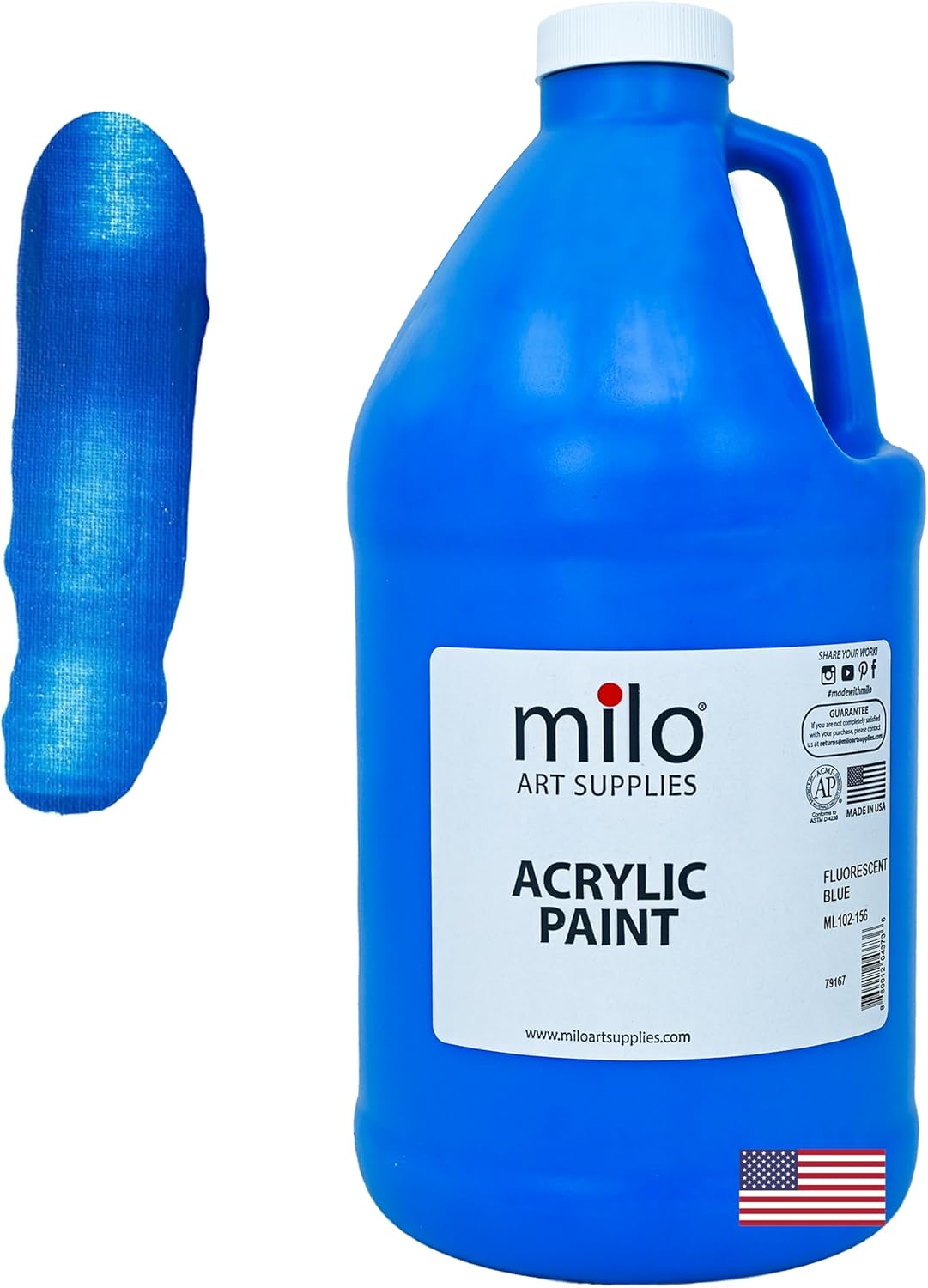 milo Fluorescent Orange Neon Acrylic Paint | 64 oz Bottle Half Gallon | Glows UV in Black Light | Non-Toxic Made in USA | Bulk Art Paint for Party, Student, Classroom, Artist