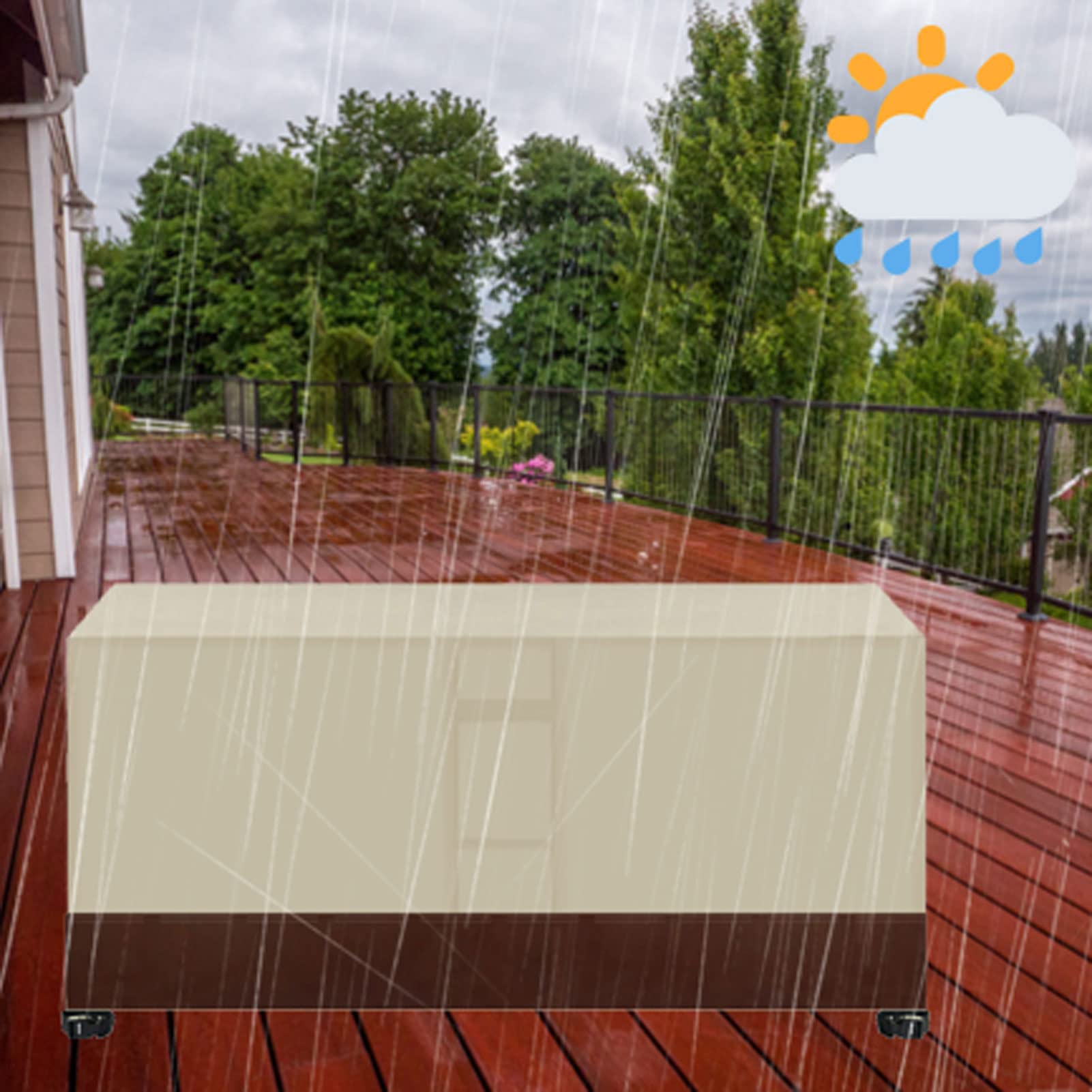 Coperture per Mobili da Giardino Impermeabili 200x200x85cm, Coperture Mobili Giardino per Esterno, Rettangolare Copertura per Tavolo E Sedie da Giardino con Sfiato d'Aria