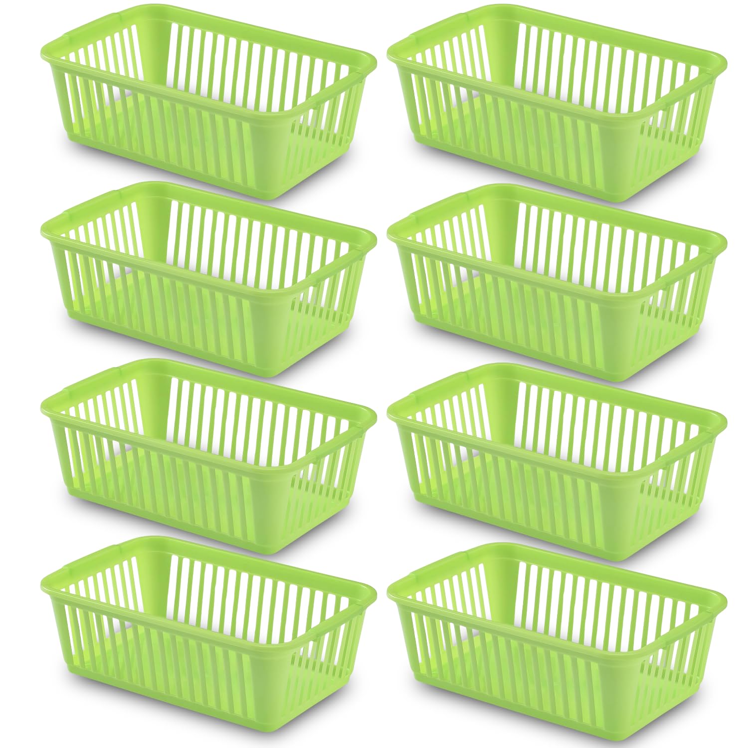 25cm Little Plastic Handy Baskets for kitchen Mini Size Storage Basket (Green, Pack of 8)