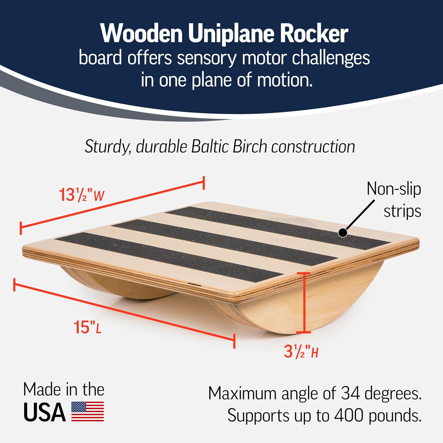 OPTP Original Wooden Uniplane Rocker Board - Professional Quality Balance Board and Stability Trainer - Ideal Ankle Strengthener Rehabilitation Tool