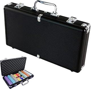 Poker Chip Case Empty - Aluminum Alloy 39x21x6cm | Matte Black Portable Chip Holder Box | 300-Piece Poker Chíp Storage For Adults, Family, Friends, And Game Night Enthusiasts