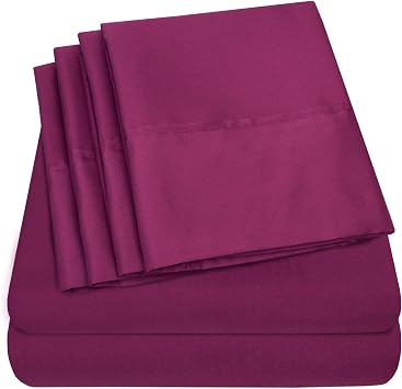 Sweet Home Collection Quality Deep Pocket Bed Sheet Set - 2 Extra Pillow Cases, Value, Twin, Berry, 4 Piece Pack of 12