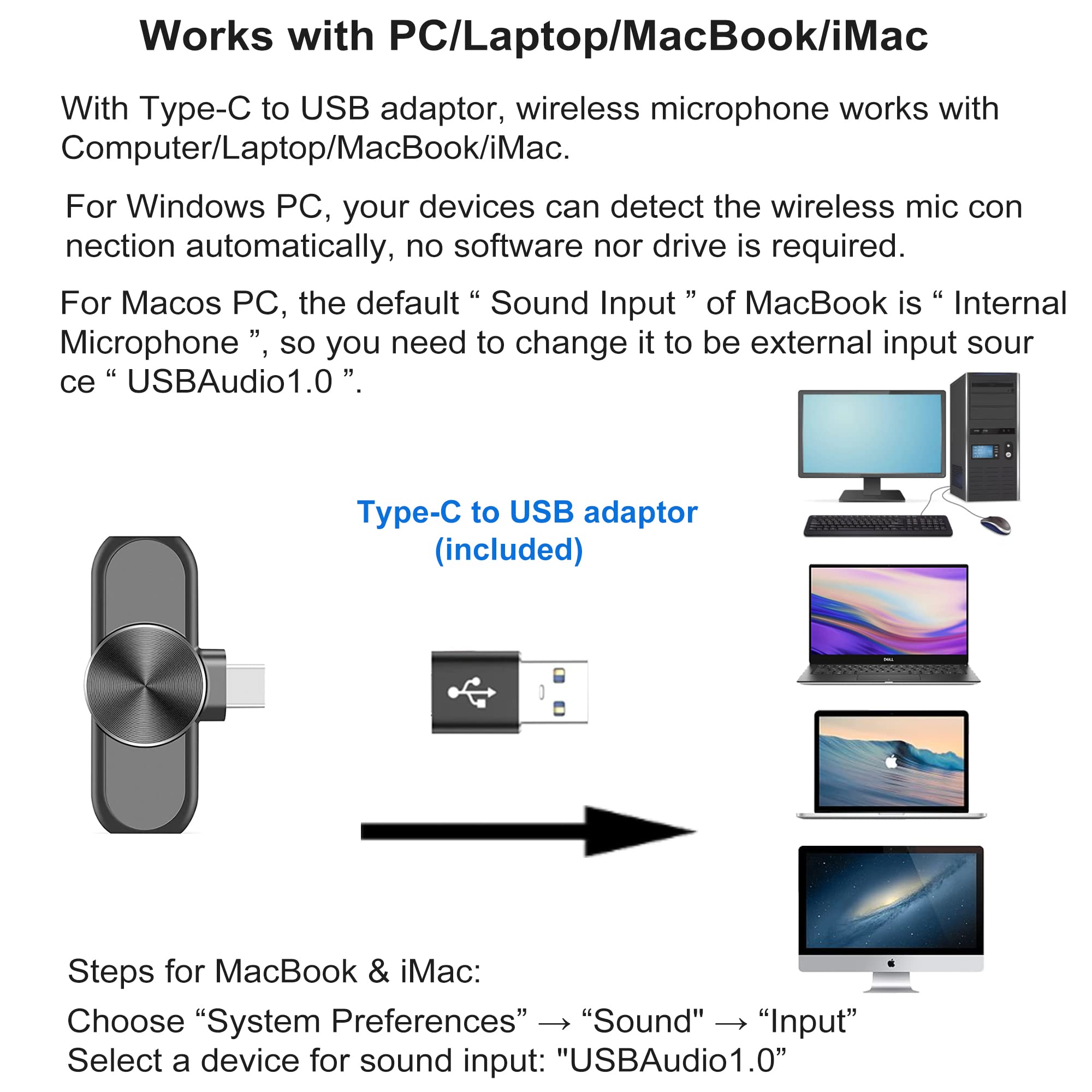 Wireless Microphones for iPhone 15 - Android Phone & Computer/Laptop, Mini Professional Wireless Lavalier Microphone for Video Recording Podcast Cordless Lapel Mic with USB C — Amazon image 7