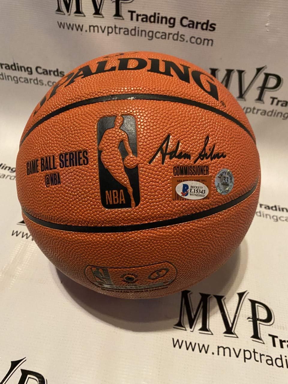 Beckett Authentic Magic Johnson & Larry Bird Autograph Full Size NBA Replica Spalding Basketball