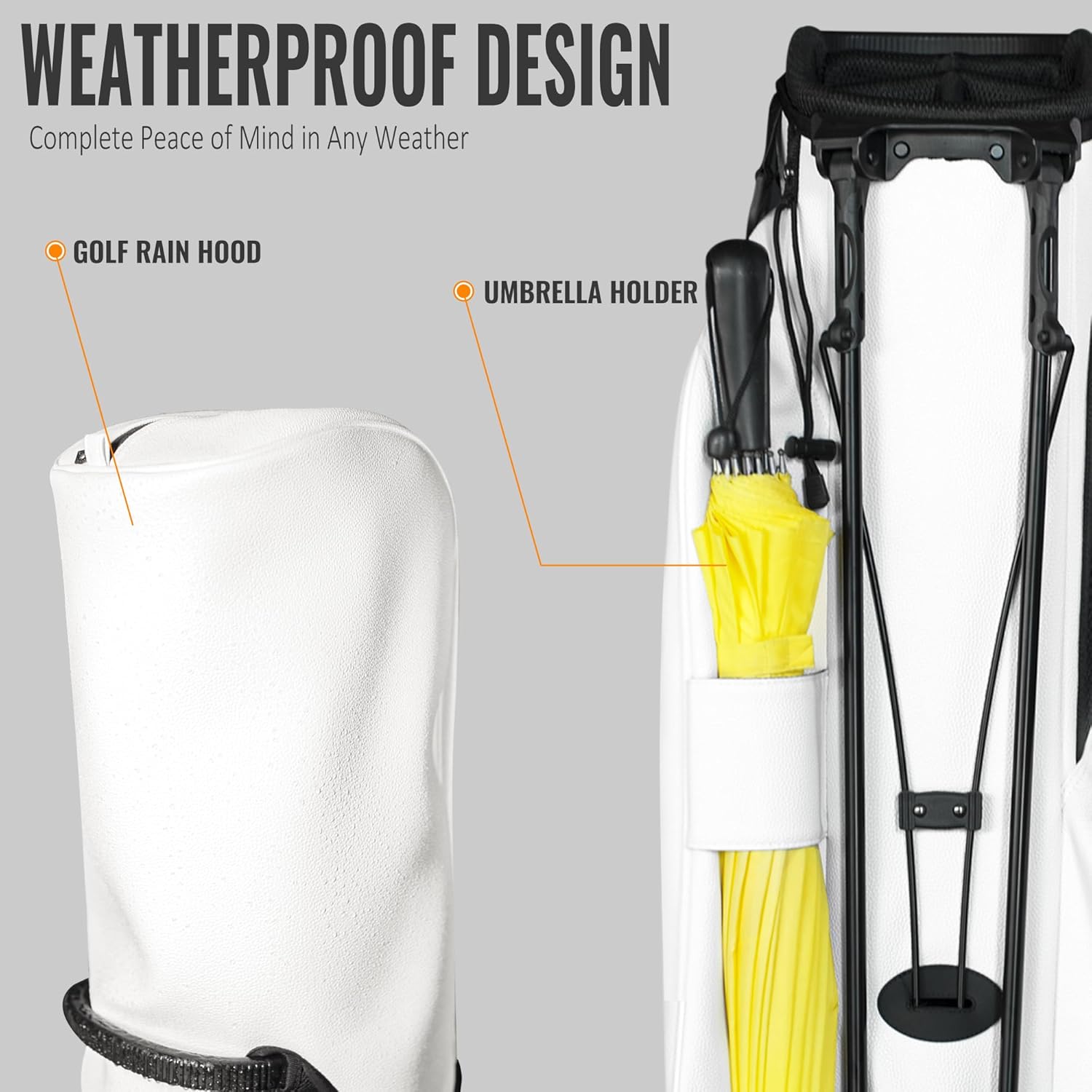 Full Length 5 Dividers Lightweight Waterproof Zipper PU Leather Golf Bags Pouch White Black Golf Stand Bag for Men/Women