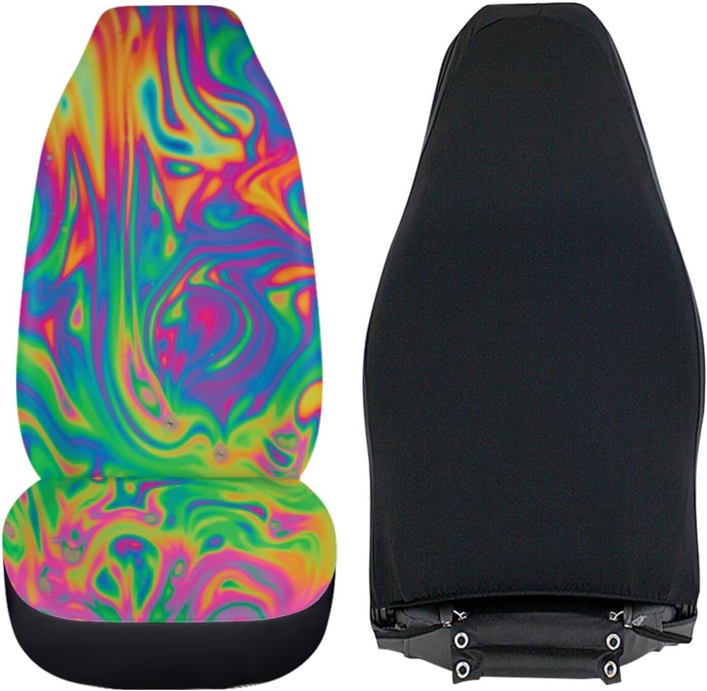 Rainbow Fluid Art Painting Abstract Car Seat Covers Full Set, Front Seat Covers Set for Women Full Set Seat Protectors for SUV Truck