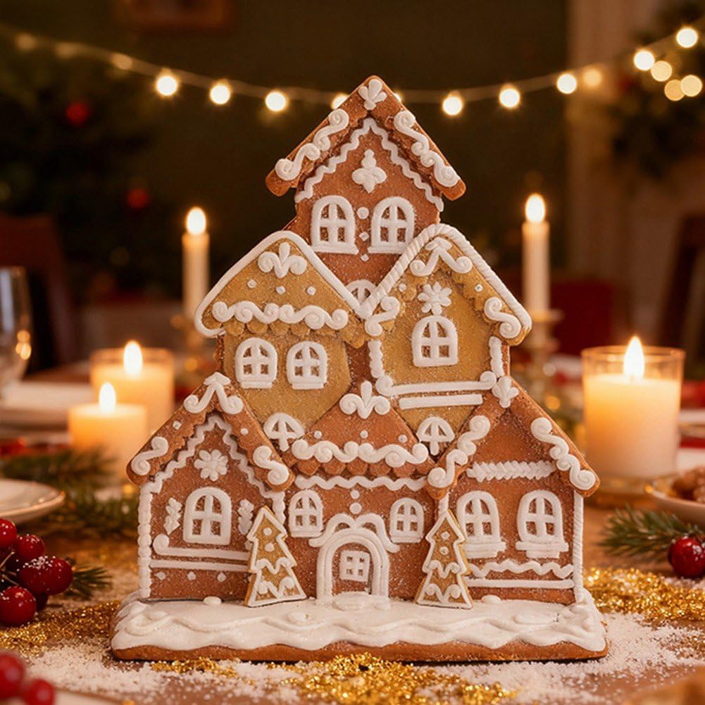 Decorazione Natalizia a Forma di Casetta di Neve, in Morbida Argilla, Ideale Come Decorazione Scrivania O Tavolo per Soggiorno, Camera Letto E Casa.