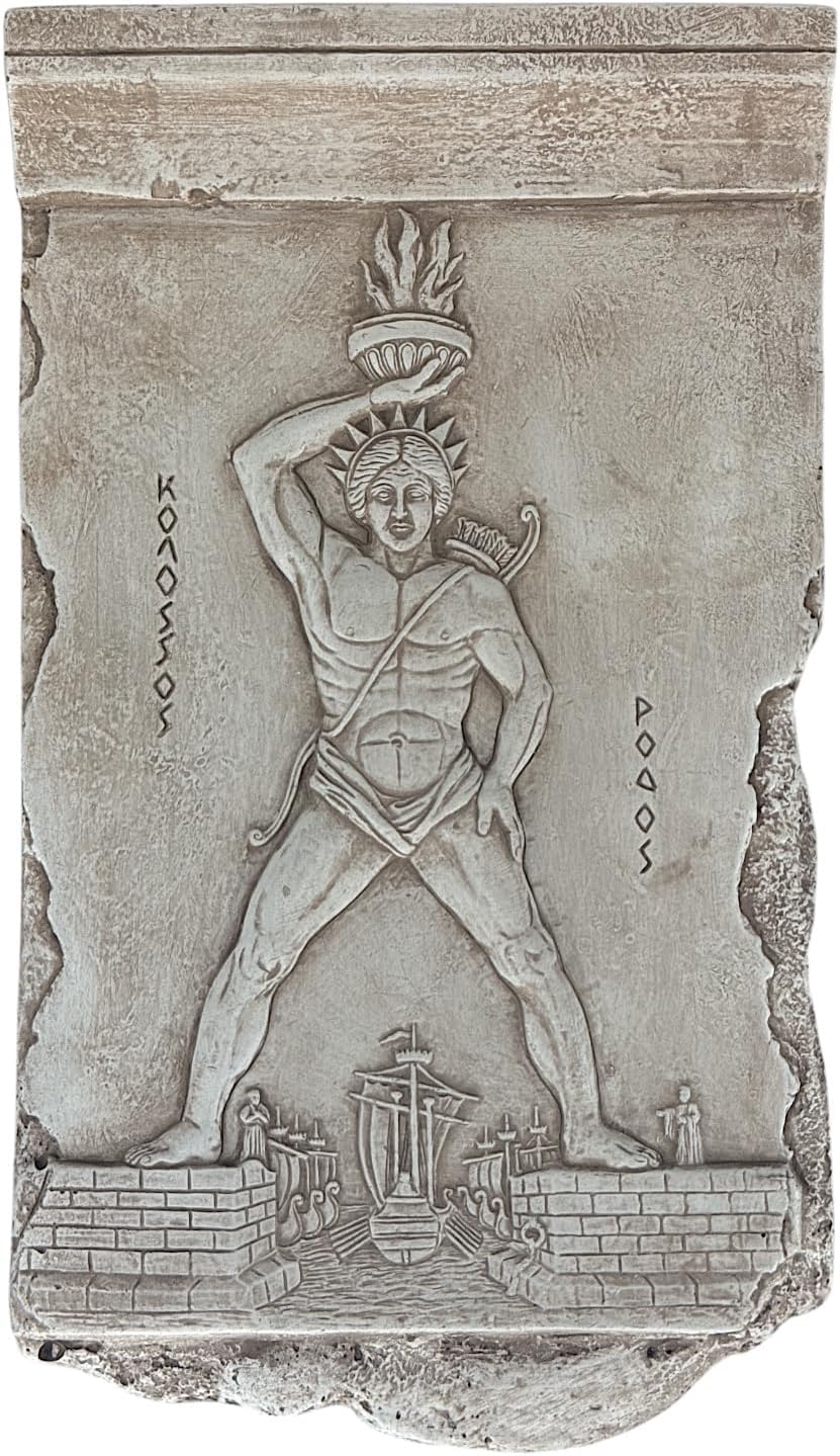 Colossus of Rhodes Helios Sun God Relief Terracotta Wall Sculpture 12.6 in