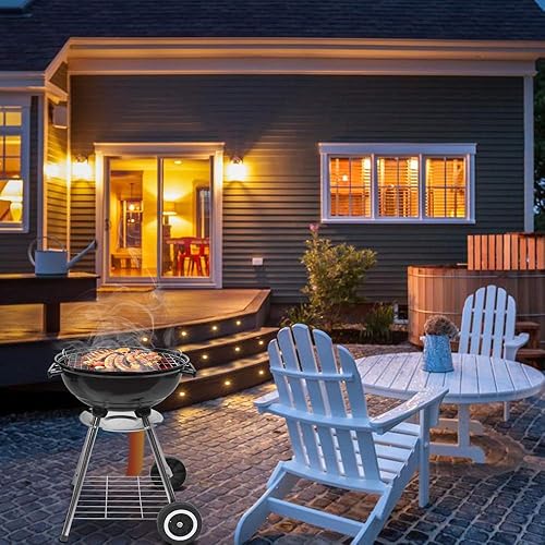 Miniatura 6 de VINGLI Parrilla de carbón de 18 pulgadas, hervidor original, estufa de carbón de manzana, horno grande para patio al aire libre, picnic, carne