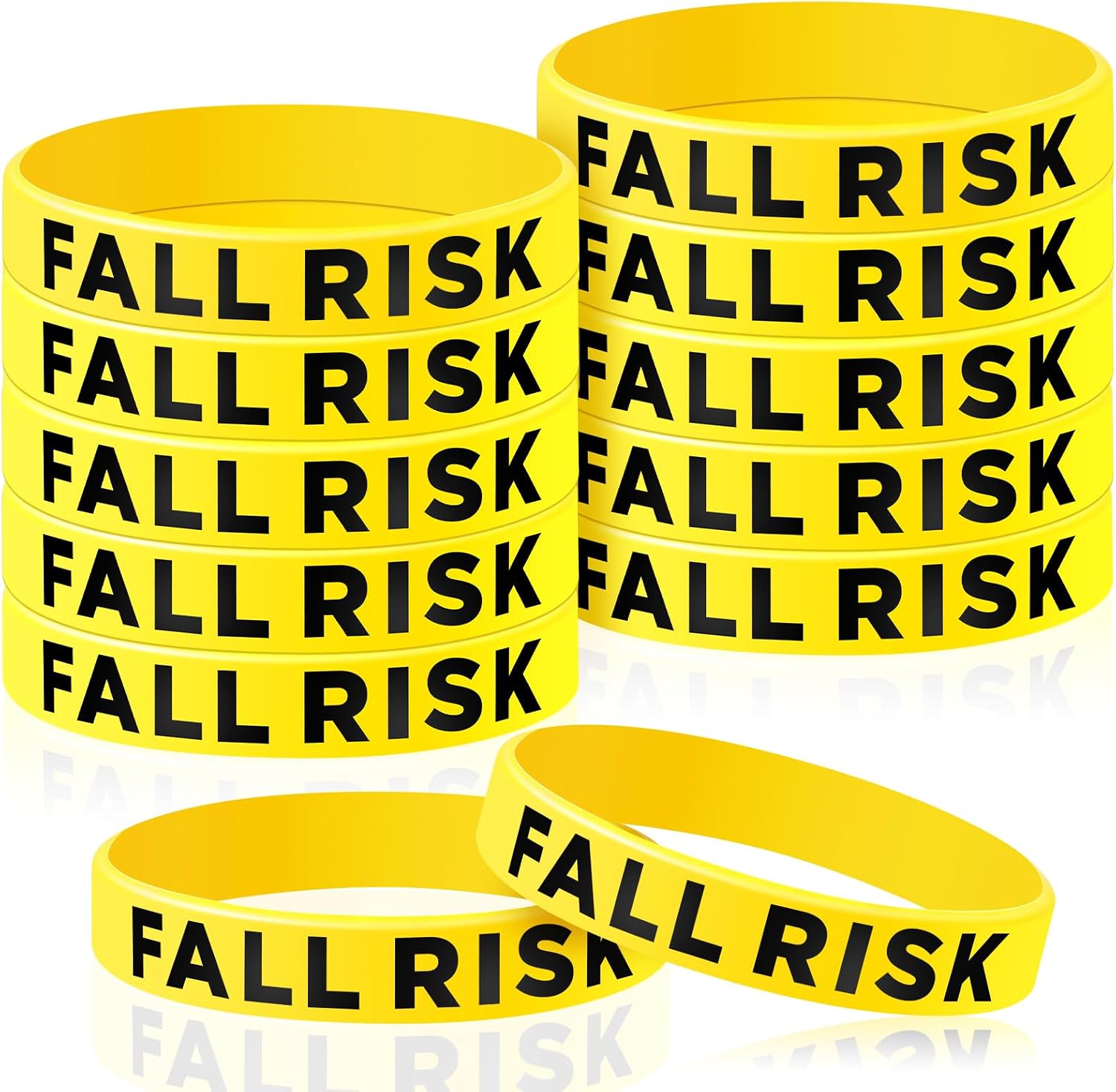 Sumind 12 Pack Fall Risk Bracelet, Emergency Alert Wristband,Yellow