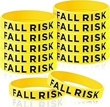 Sumind 12 Pcs Fall Risk Bracelet Emergency Alert Wristband for Elderly Patient Wristbands Fall Risk Silicone Rubber Bracelets for Men Women Old People Gifts(Yellow)